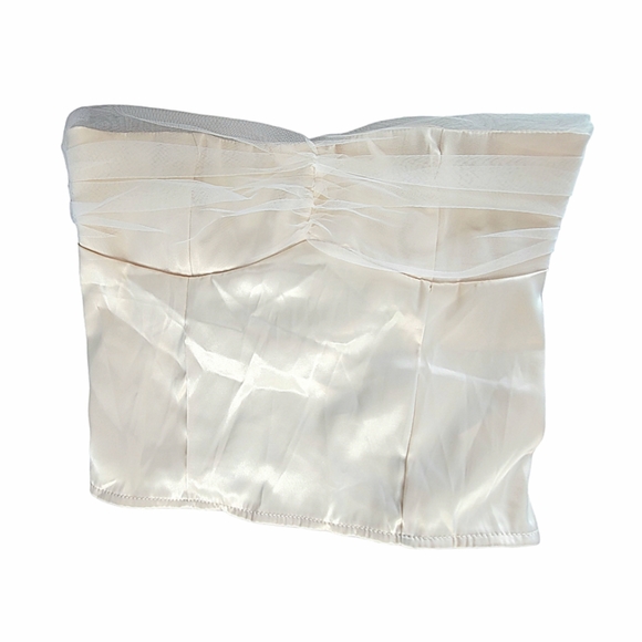 NWT Commense 2-Piece Ivory Glow Satin Corset Tube Top Maxi Skirt Set - Picture 4 of 8